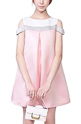 Pleated Polyester Off the Shoulder Summer  Dress