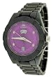 Oniss #ON8013-M14 Men's Black Ceramic Diamond Index Sports Watch (Purple Dial)