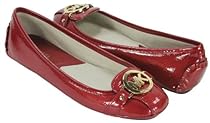 Hot Sale MICHAEL Michael Kors Women's Patent Leather Fulton Moccasin Flats (Red Patent) (8 M US Women)