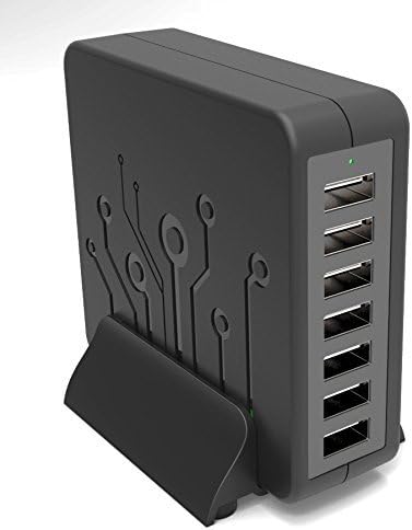 XoomBot 60W 12A Portable 7-Port Fast Charging USB Charging Station w/ Qualcomm® Quick Charge ᵀᴹ 2.0 Technology for iPhone, iPad Samsung Galaxy Touch Screen Tablet Cell Phone MP3 Player