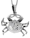 Sterling Silver Crab Charm, 1" (26 mm) Tall.