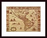 Map of North and South America, Art Poster by Willem Janzoon Blaeu, with Wood Frame, poster size: 22
