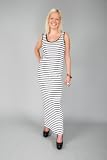 88u New Ladies White Stripe Summer Maxi Dress Size12/14