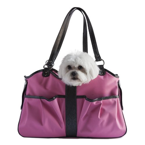 Petote Metro Dog Carrier Bags with 2 Open Pockets, Fuschia Pink, Large