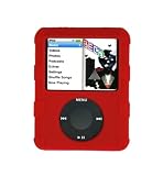Apple 3rd Generation iPod Nano 4gb 8gb Video Premium Silicon Skin Case Cover With Adjustable Sports Armband and LCD Screen Protector - Available in 12 Color Choices, VER2.0-RED (MP3 Player NOT Included)