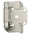 Amerock 7550-G10 Self-Closing, Partial Wrap 1/2-Inch Overlay Hinge, Satin Nickel, 2-pack