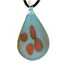 Gold Drop Blue Murano Glass Necklace Pendant Gift