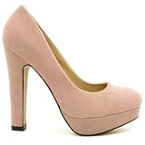 Spy Love Buy Suede Style Slim Block Heel Platform Court Pumps