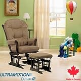 Ultramotion by Dutailier Terra Glider & Ottoman Set Espresso Finish with Coffee Microfiber Cushions
