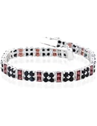 Genuine Sapphire and Princess Cut Red Garnet 7" Tennis Bracelet Sterling Silver 15cttw Gemstones