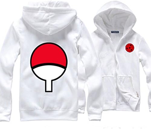 Super Hunter Anime Naruto Long-sleeved White Hooded Zipper Leisure Coat (XXXL, White5)