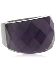 Stainless Steel with Simulated Gemstone Faceted Ladys Ring