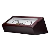 Quad Watch Winder for 4 Automatic Watches AC Operation Cherry Finish Engravable Plate