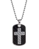 Men's Stainless Steel W/ Black Carbon Dog Tag, 22