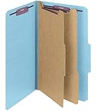 Smead Pressboard Classification File Folder with SafeSHIELD&reg; Fasteners, 2 Dividers, 2" Expansion, Legal Size, Blue, 10 per Box (19030)