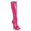 5 Inch Sexy Knee High Boot High Heeled Boot With Side Zip Stretch Patent Hot Pink