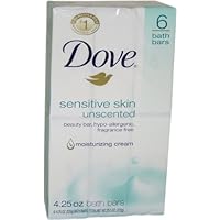 Sensitive Skin Unscented Moisturizing Cream Beauty Bar by Dove, 6 Count