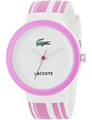Lacoste GOA White Dial Pink and White Polyurethane Strap Unisex Watch 2010540