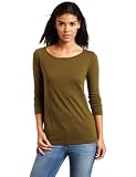 Three Dots Women's Jersey Collar 3/4 Sleeve Boat Neck Tee