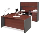 41R3j7gUDqL. SL160  Bordeaux Cherry and Graphite U Desk with Hutch Bordeaux Cherry / Graphite