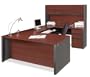 Bordeaux Cherry and Graphite U Desk with Hutch Bordeaux Cherry/Graphite