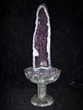 Aqua Amethyst Geode Fountain With Light And Crystal Sphere.