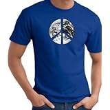 PEACE EARTH Sign Symbol Satellite Image Adult Environmental T-shirt Tee Shirt - Royal