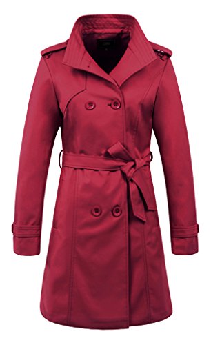 ZSHOW Women's Outwear Double Breasted Lady's Trench Coat Lapel Jackets With Belts(US S)Wine Red
