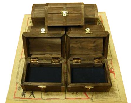 Lot of 7 - Wood Treasure Chest
