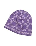Versace - Versace Two-tone Greca Pattern Knit Wool Skull Cap Purple