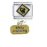 Kitty Crossing Animals Religious Italian Charms Bracelet Link