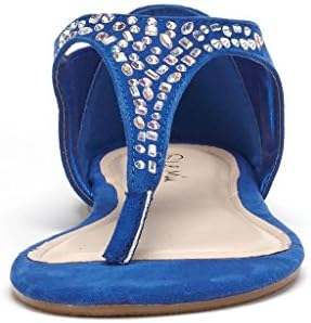 DREAM PAIRS SALO Womens Summer Rhinestone Gladiator T-Strap Thong Flat Sandals