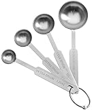 Natizo Stainless Steel Measuring Spoons - Set of 4 Accurate Spoons with US & Metric Sizes