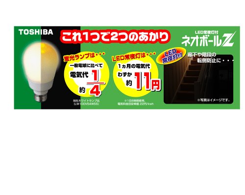 東芝 電球形蛍光ランプ 「ネオボールZ」 電球60ワットタイプA形(常夜灯機能付) 電球色 EFA15EL/13-N