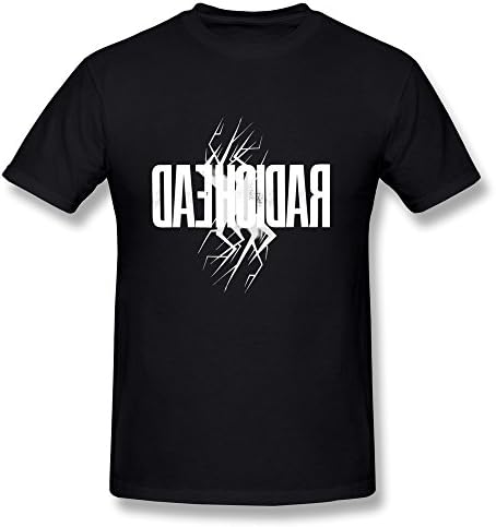 SUYU Men's Radiohead Backwards Logo Cotton Round Collar T Shirt,L,Black