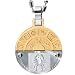 Embossed Zodiac Sign Silver and Gold Tone Round Stainless Steel Pendant Necklace - Cancer 20