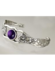 A Sensational Sterling Silver Goddess Cuff Bracelet Featuring A Genuine Amethyst