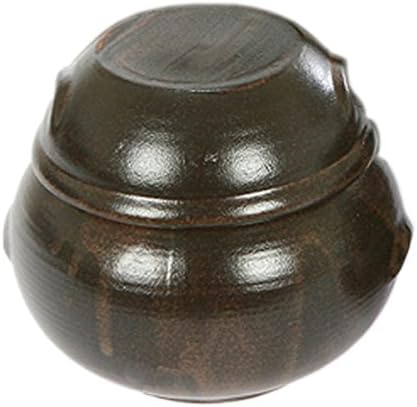 Korean Traditional Table Earthenware Extra Small Size Pottery Pot Jar Hangari with Lid (7.77oz(3.54",230cc))