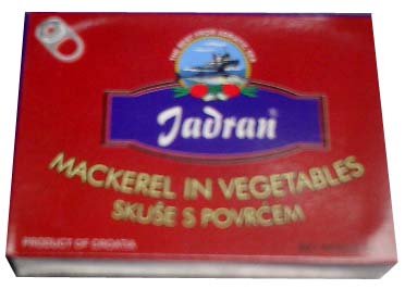 Jadran or EVA Mackerel in Vegetables, 3.75oz (106g) by parthenonfoods.com