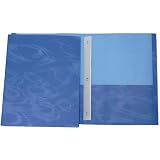 Blue Swirl Duotang 9x12 Paper Two Pocket Folders with Clips for 3 Hole Punch - Packs of 3
