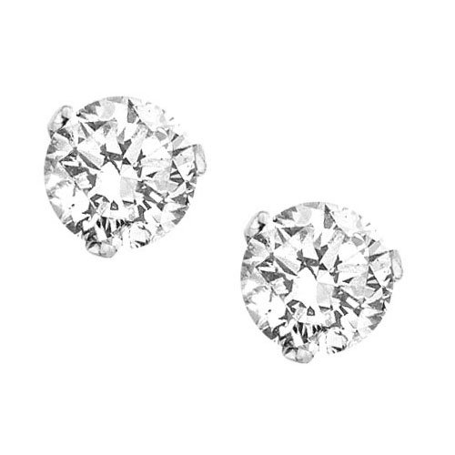 14K White Gold 1/10 ct. Round Brilliant Cut Martini Diamond Earring Studs