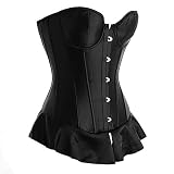 Black satin corset basque with underwired cups (A3011)