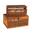 Household Essentials ML-6222 Bamboo Rectangular-Shaped Storage Chest with Hinged Lid, Set of 2