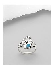 Turquoise (Sky Blue) Swan Reconstructed stones Ring In 92.5 Sterling Silver