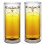 Sun's Tea (TM) 20oz Strong Double Wall Thermo Glass Pilsner/Tumbler/Glasses for Beer/Cocktail/Lemonade/Ice tea and other beverage, Set of 2