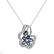 Necklace With 1.35ctw Precious Stones - Genuine Diamonds and Sapphires Made in White Gold Length 18in