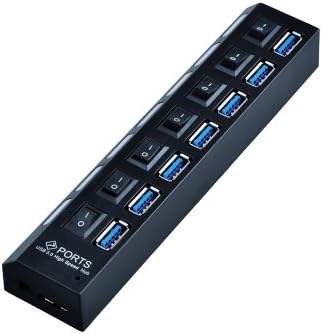 VicTec Superspeed USB 3.0 7-Port Powered Hub for Windows XP, Vista, Win7, Mac OS (10.X or Above)