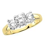 3 Cubic Zirconia Anniversary Band 1 1/2 ct. in Gold Plated Sterling Silver