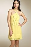BCBG LIME SILK BOW SEQUINS MINI HALTER DRESS NEW 6