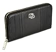 D&G Women's Leather Rhinestone Logo Wallet, Black